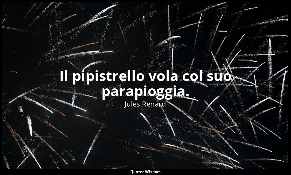 Il pipistrello vola col suo parapioggia. (1 dicembre 1906; Vergani, p. 245) — Jules Renard