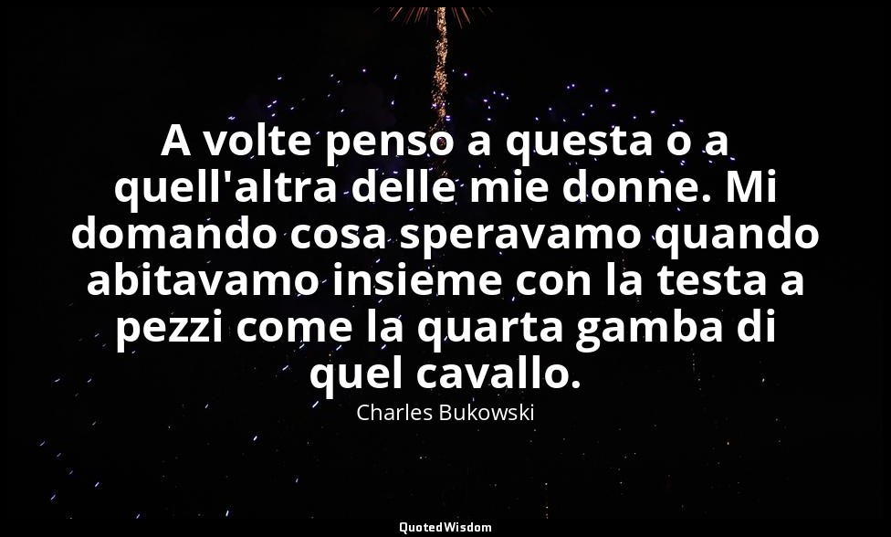 A volte penso a questa o a quell'altra delle mie donne. Mi domando cosa speravam — Charles Bukowski