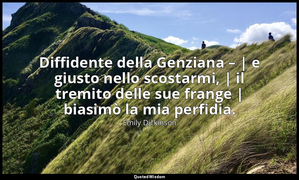 Diffidente della Genziana – | e giusto nello scostarmi, | il tremito delle sue f — Emily Dickinson