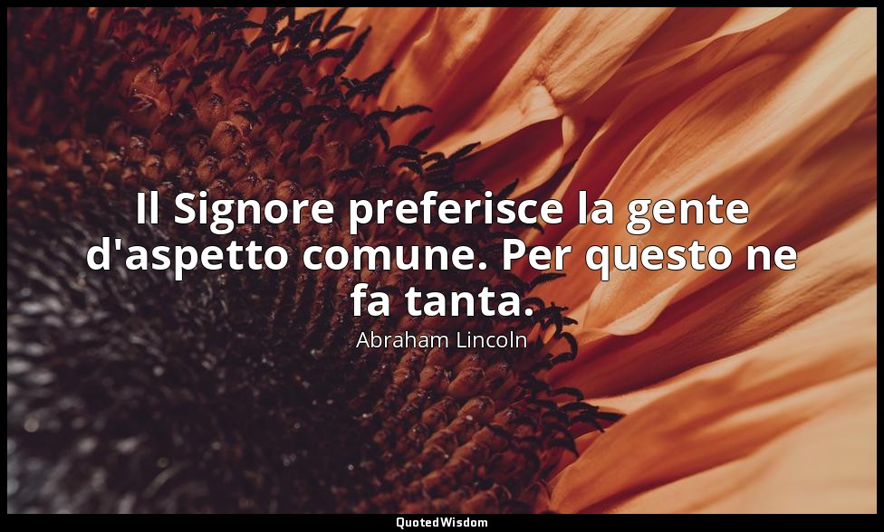 Il Signore preferisce la gente d'aspetto comune. Per questo ne fa tanta. — Abraham Lincoln