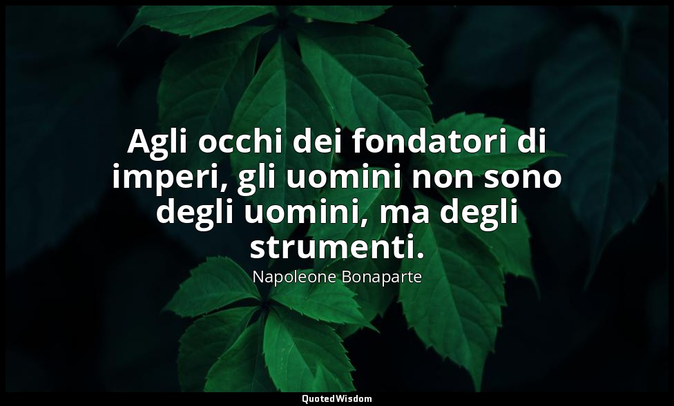 Agli occhi dei fondatori di imperi, gli uomini non sono degli uomini, ma degli s — Napoleone Bonaparte