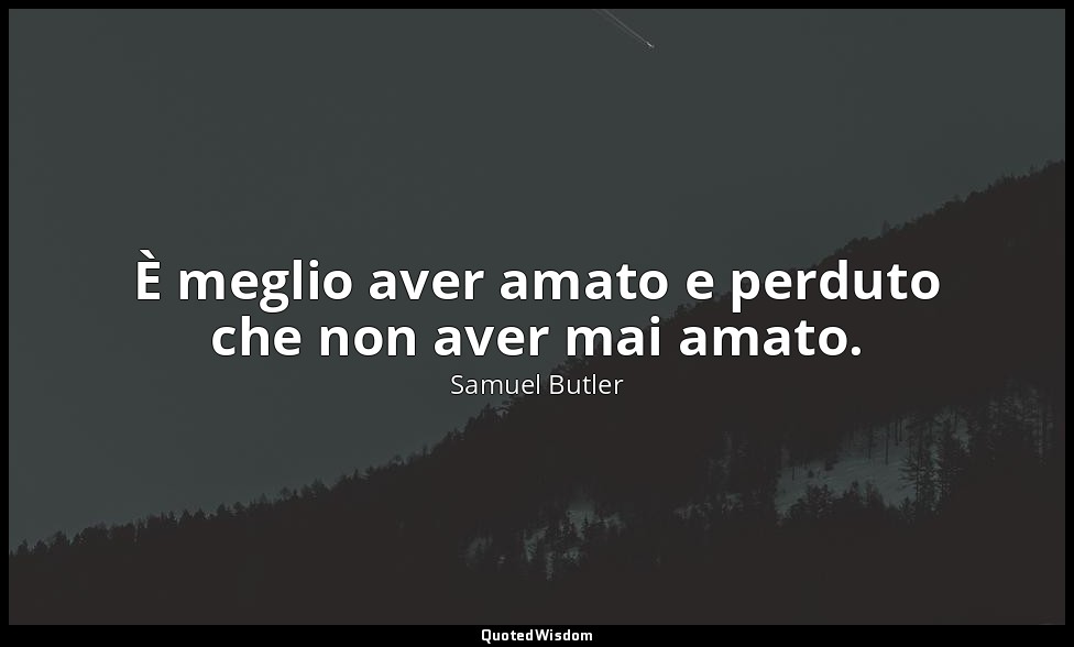 È meglio aver amato e perduto che non aver mai amato. — Samuel Butler