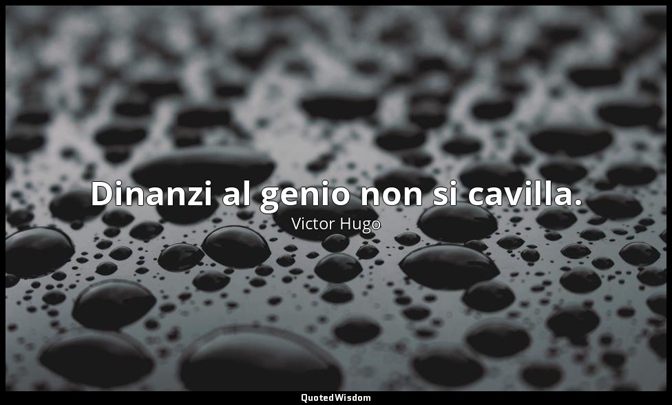 Dinanzi al genio non si cavilla. — Victor Hugo