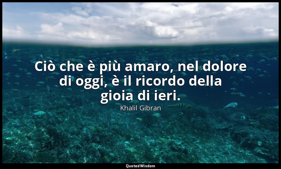 Ciò che è più amaro, nel dolore di oggi, è il ricordo della gioia di ieri. — Khalil Gibran