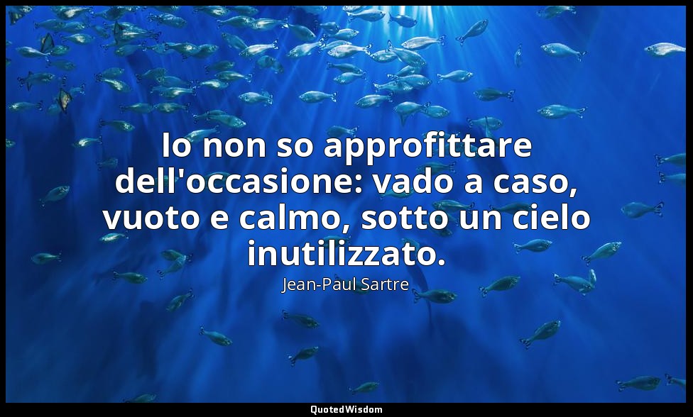 Io non so approfittare dell'occasione: vado a caso, vuoto e calmo, sotto un ciel — Jean-Paul Sartre