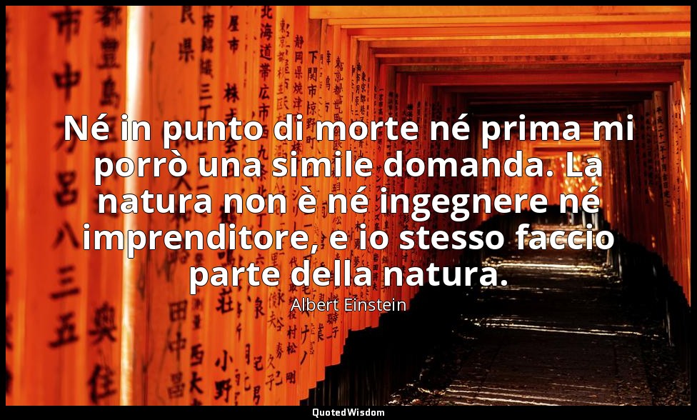Né in punto di morte né prima mi porrò una simile domanda. La natura non è né in — Albert Einstein