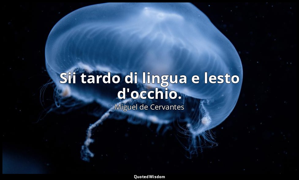 Sii tardo di lingua e lesto d'occhio. — Miguel de Cervantes