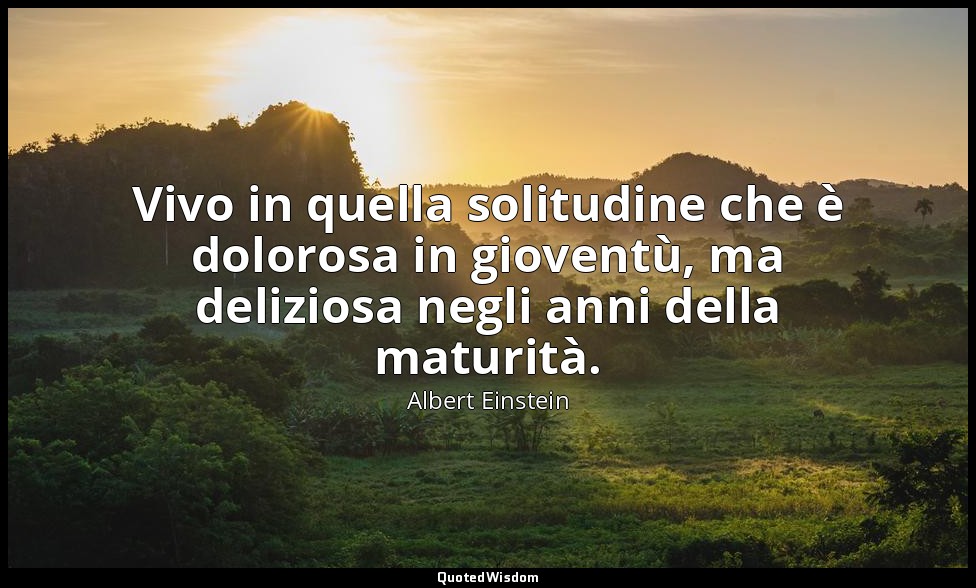 Vivo in quella solitudine che è dolorosa in gioventù, ma deliziosa negli anni de — Albert Einstein