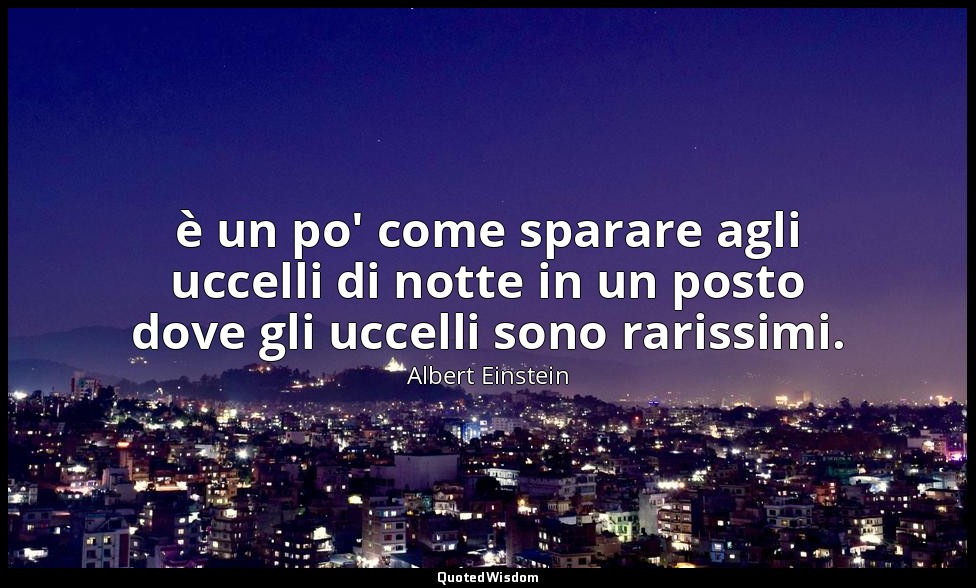 è un po' come sparare agli uccelli di notte in un posto dove gli uccelli sono ra — Albert Einstein