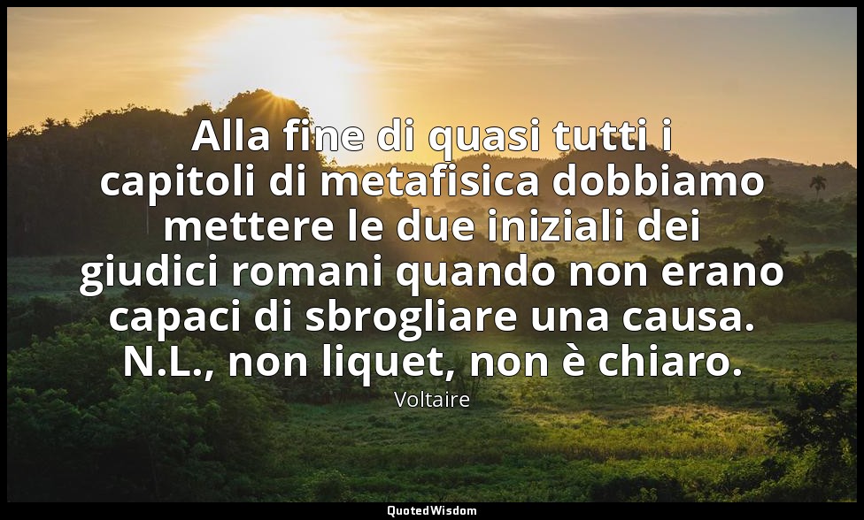 Alla fine di quasi tutti i capitoli di metafisica dobbiamo mettere le due inizia — Voltaire