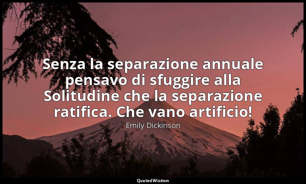 Senza la separazione annuale pensavo di sfuggire alla Solitudine che la separazi — Emily Dickinson