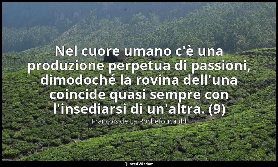 Nel cuore umano c'è una produzione perpetua di passioni, dimodoché la rovina del — François de La Rochefoucauld