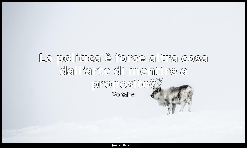 La politica è forse altra cosa dall'arte di mentire a proposito? — Voltaire