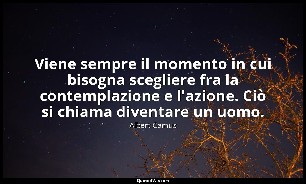 Viene sempre il momento in cui bisogna scegliere fra la contemplazione e l'azion — Albert Camus