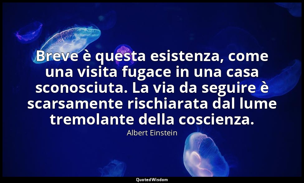 Breve è questa esistenza, come una visita fugace in una casa sconosciuta. La via — Albert Einstein