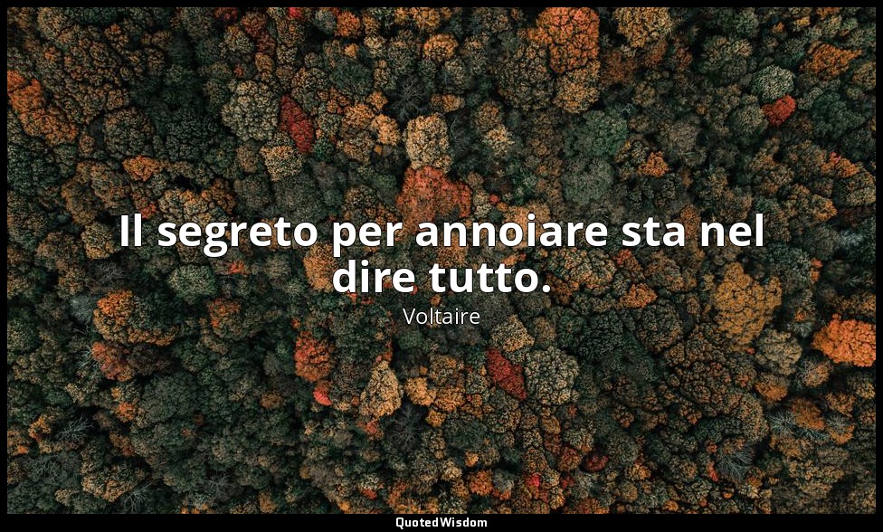 Il segreto per annoiare sta nel dire tutto. — Voltaire
