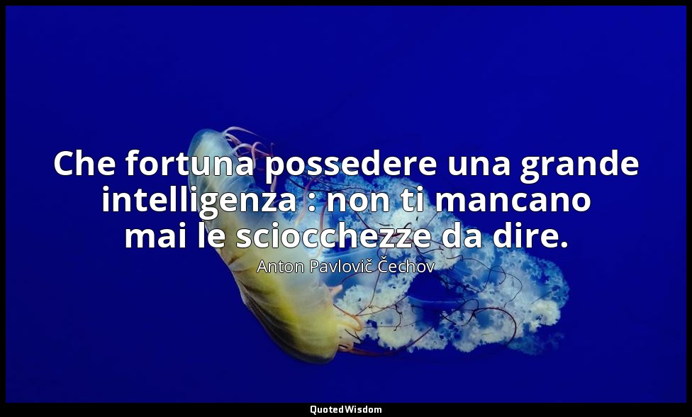 Che fortuna possedere una grande intelligenza : non ti mancano mai le sciocchezz — Anton Pavlovič Čechov