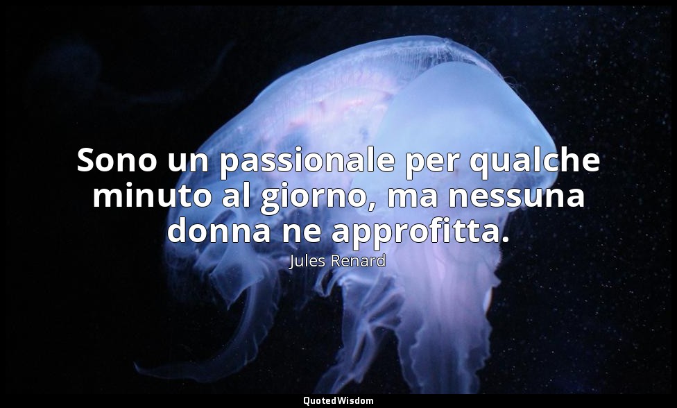 Sono un passionale per qualche minuto al giorno, ma nessuna donna ne approfitta. — Jules Renard
