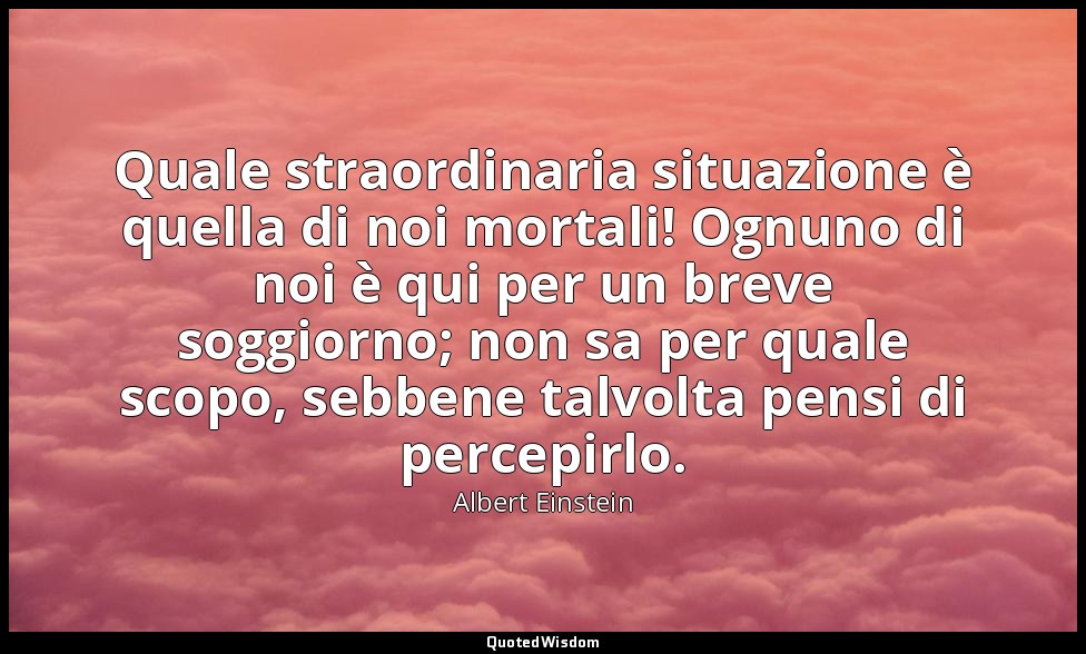 Quale straordinaria situazione è quella di noi mortali! Ognuno di noi è qui per  — Albert Einstein