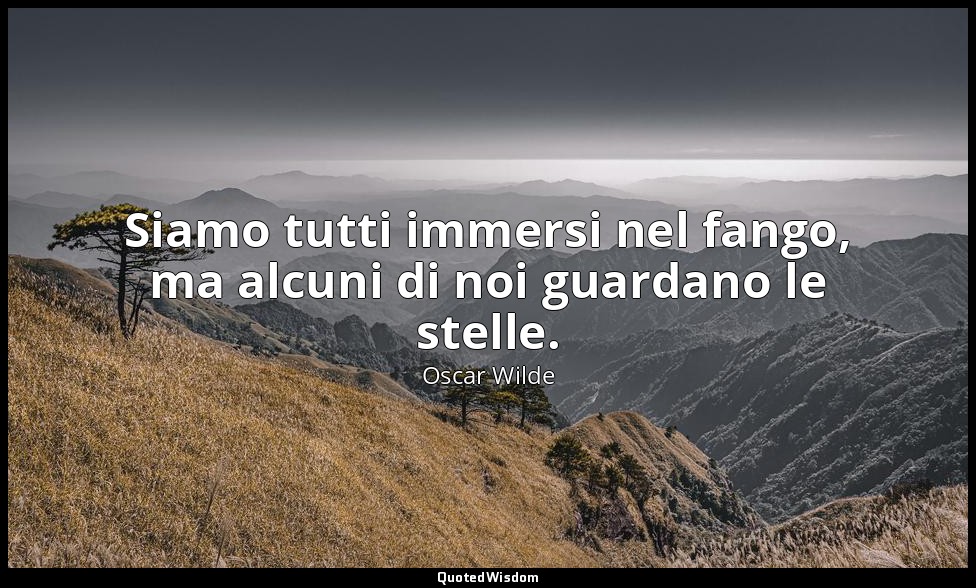 Siamo tutti immersi nel fango, ma alcuni di noi guardano le stelle. — Oscar Wilde