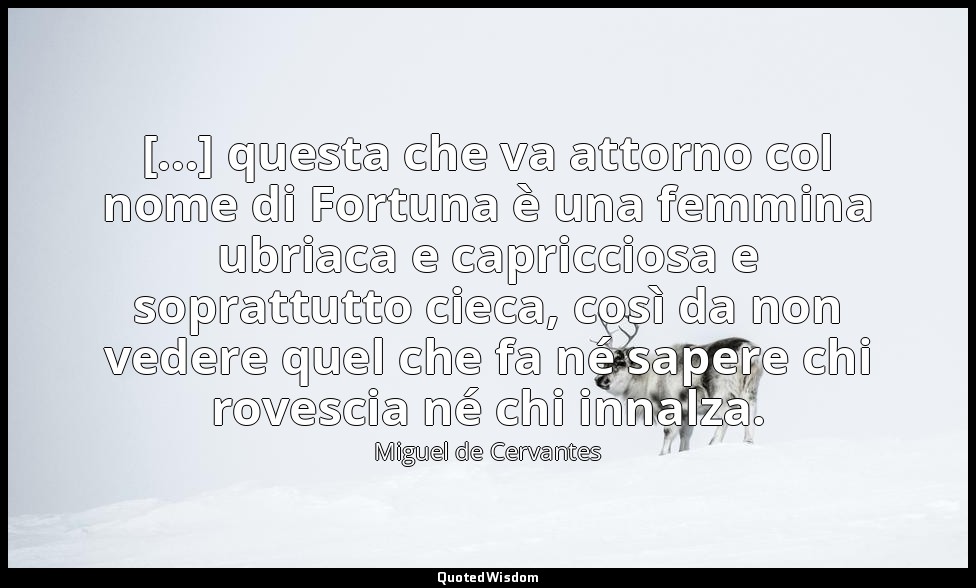 [...] questa che va attorno col nome di Fortuna è una femmina ubriaca e capricci — Miguel de Cervantes