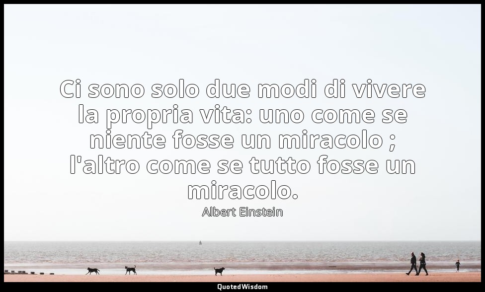 Ci sono solo due modi di vivere la propria vita: uno come se niente fosse un mir — Albert Einstein