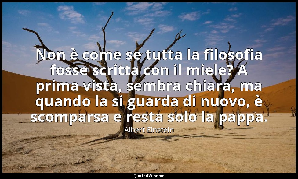 Non è come se tutta la filosofia fosse scritta con il miele? A prima vista, semb — Albert Einstein
