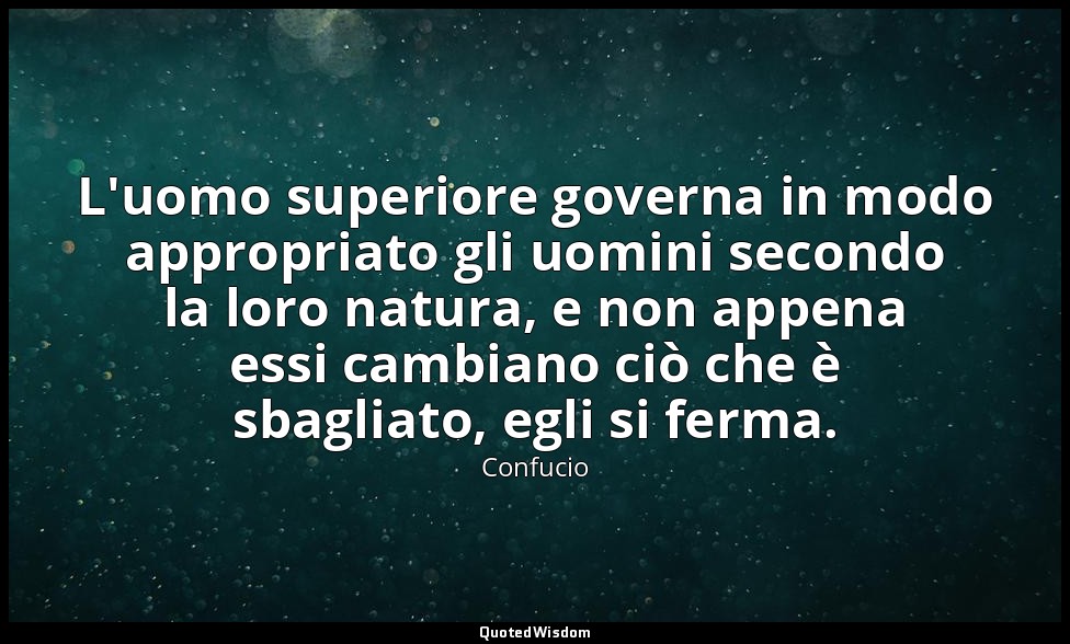 L'uomo superiore governa in modo appropriato gli uomini secondo la loro natura,  — Confucio