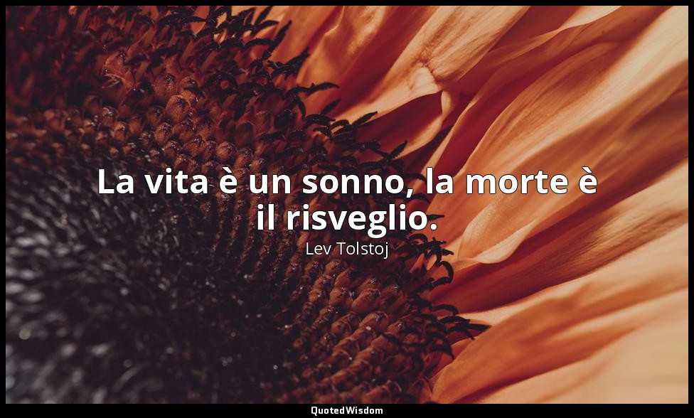 La vita è un sonno, la morte è il risveglio. — Lev Tolstoj
