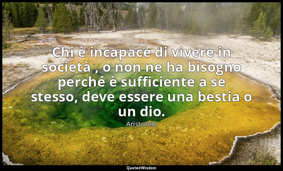 Chi è incapace di vivere in società , o non ne ha bisogno perché è sufficiente a — Aristotele