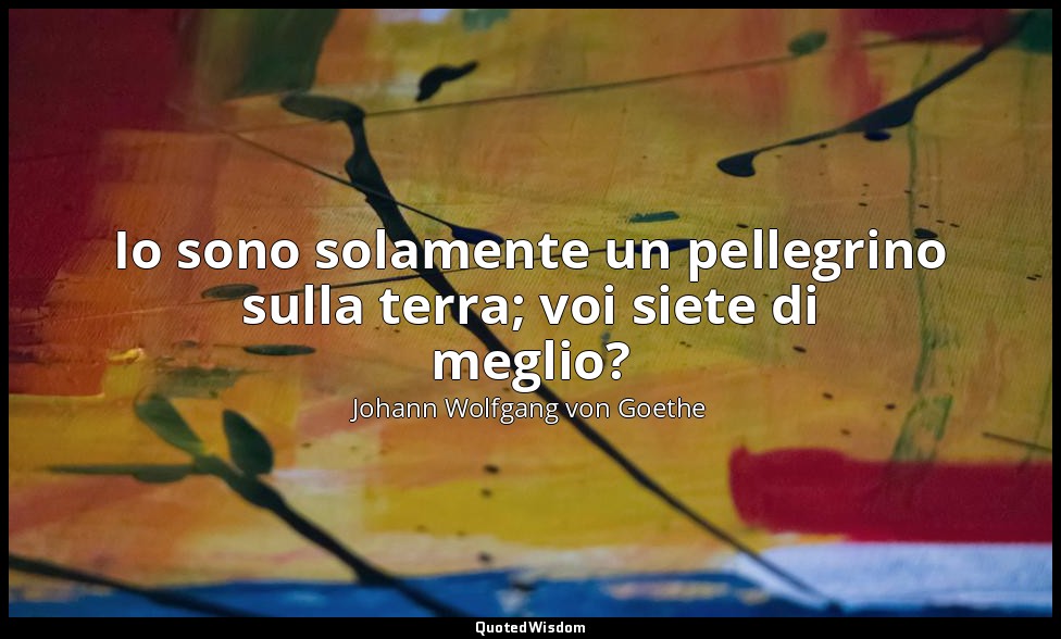 Io sono solamente un pellegrino sulla terra; voi siete di meglio? (16 giugno; 20 — Johann Wolfgang von Goethe