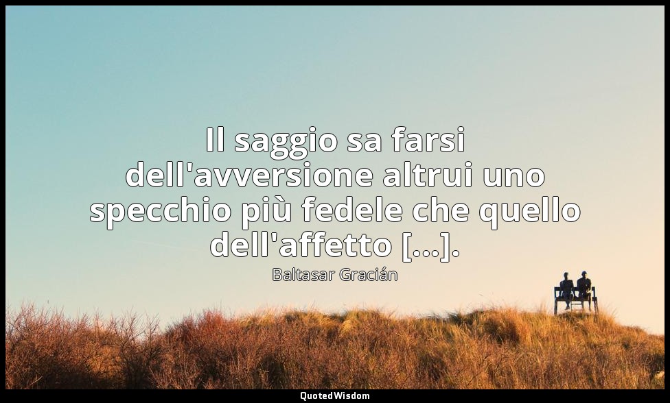 Il saggio sa farsi dell'avversione altrui uno specchio più fedele che quello del — Baltasar Gracián