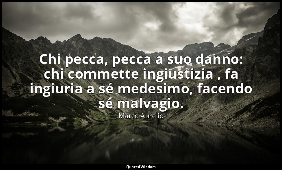 Chi pecca, pecca a suo danno: chi commette ingiustizia , fa ingiuria a sé medesi — Marco Aurelio