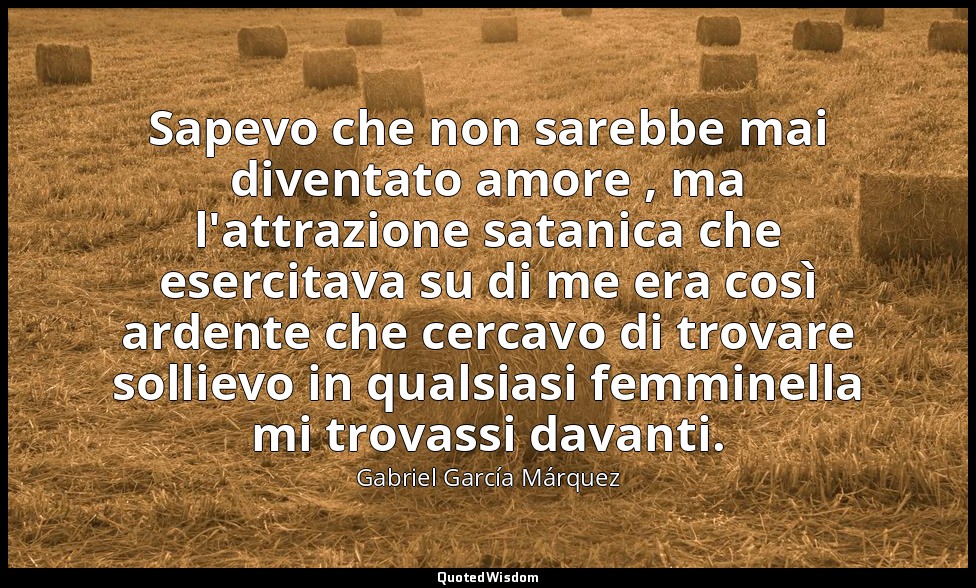 Sapevo che non sarebbe mai diventato amore , ma l'attrazione satanica che eserci — Gabriel García Márquez
