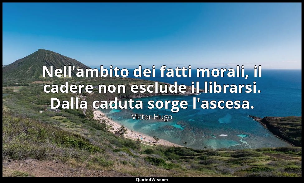 Nell'ambito dei fatti morali, il cadere non esclude il librarsi. Dalla caduta so — Victor Hugo