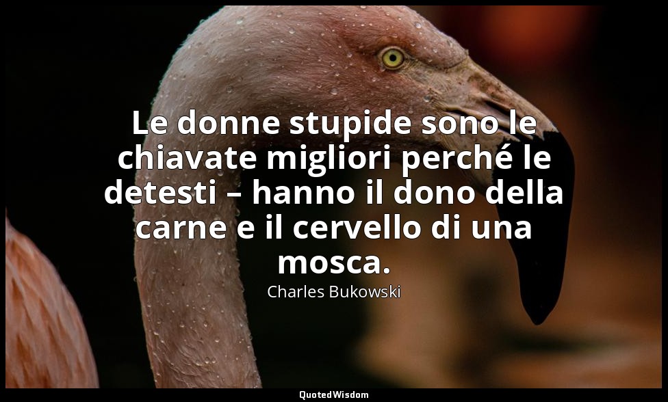 Le donne stupide sono le chiavate migliori perché le detesti – hanno il dono del — Charles Bukowski