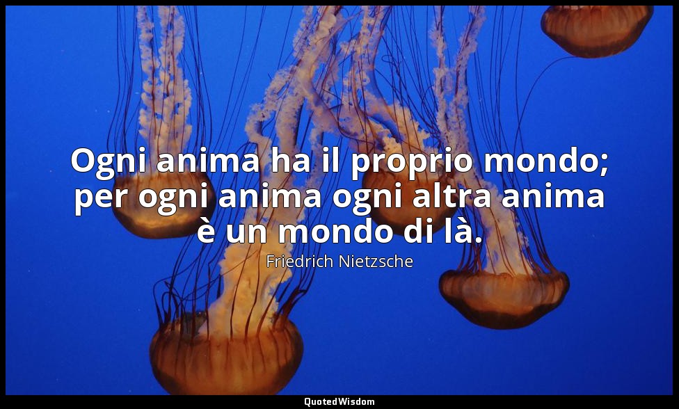 Ogni anima ha il proprio mondo; per ogni anima ogni altra anima è un mondo di là — Friedrich Nietzsche