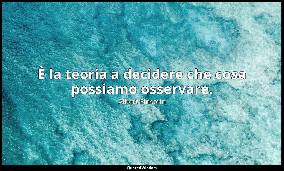 È la teoria a decidere che cosa possiamo osservare. — Albert Einstein