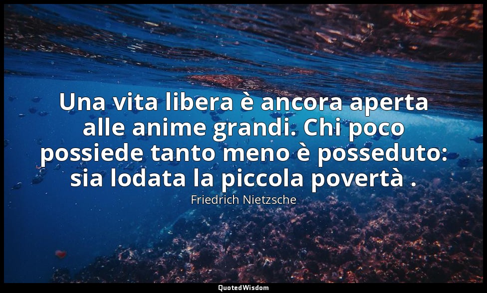 Una vita libera è ancora aperta alle anime grandi. Chi poco possiede tanto meno  — Friedrich Nietzsche