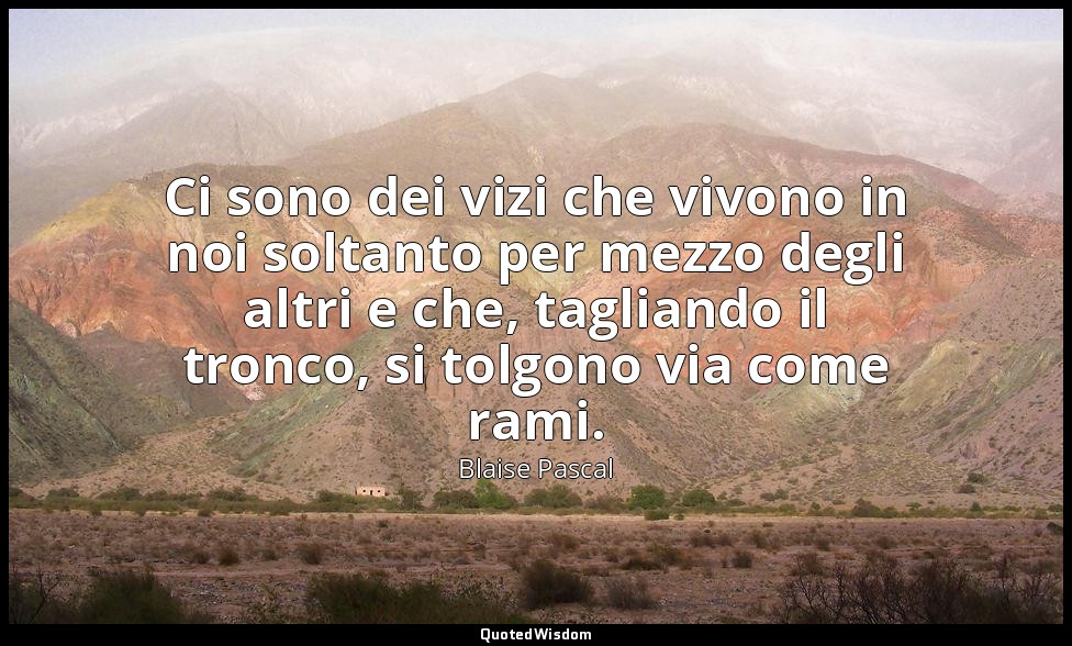 Ci sono dei vizi che vivono in noi soltanto per mezzo degli altri e che, taglian — Blaise Pascal