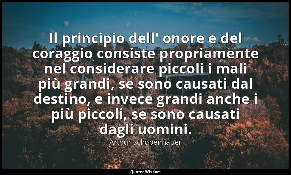 Il principio dell' onore e del coraggio consiste propriamente nel considerare pi — Arthur Schopenhauer
