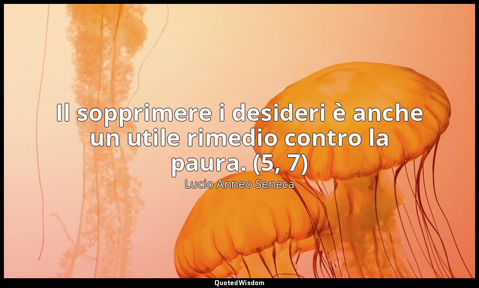 Il sopprimere i desideri è anche un utile rimedio contro la paura. (5, 7) — Lucio Anneo Seneca