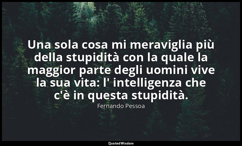 Una sola cosa mi meraviglia più della stupidità con la quale la maggior parte de — Fernando Pessoa