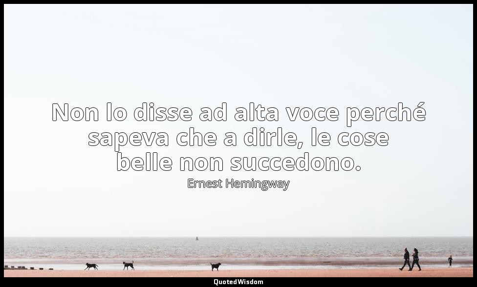 Non lo disse ad alta voce perché sapeva che a dirle, le cose belle non succedono — Ernest Hemingway