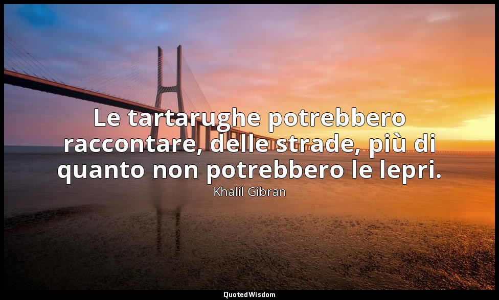 Le tartarughe potrebbero raccontare, delle strade, più di quanto non potrebbero  — Khalil Gibran