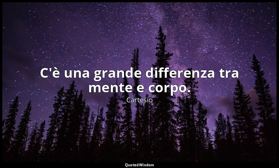 C'è una grande differenza tra mente e corpo. — Cartesio