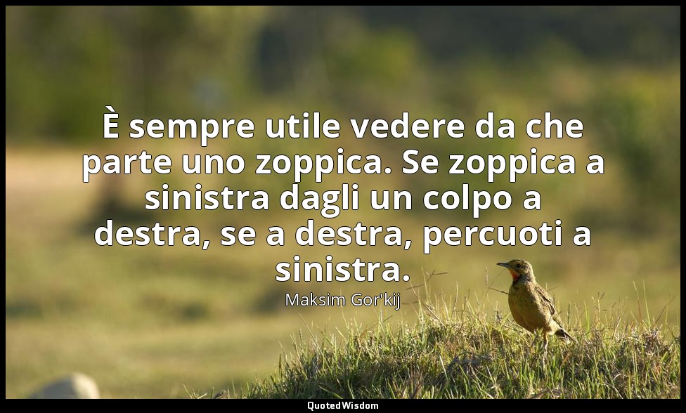 È sempre utile vedere da che parte uno zoppica. Se zoppica a sinistra dagli un c — Maksim Gor'kij