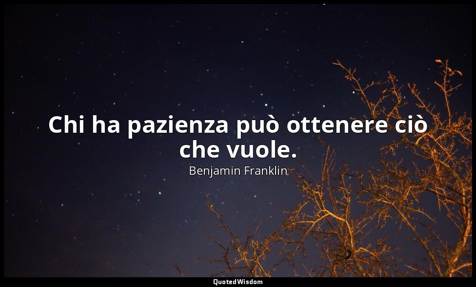 Chi ha pazienza può ottenere ciò che vuole. — Benjamin Franklin