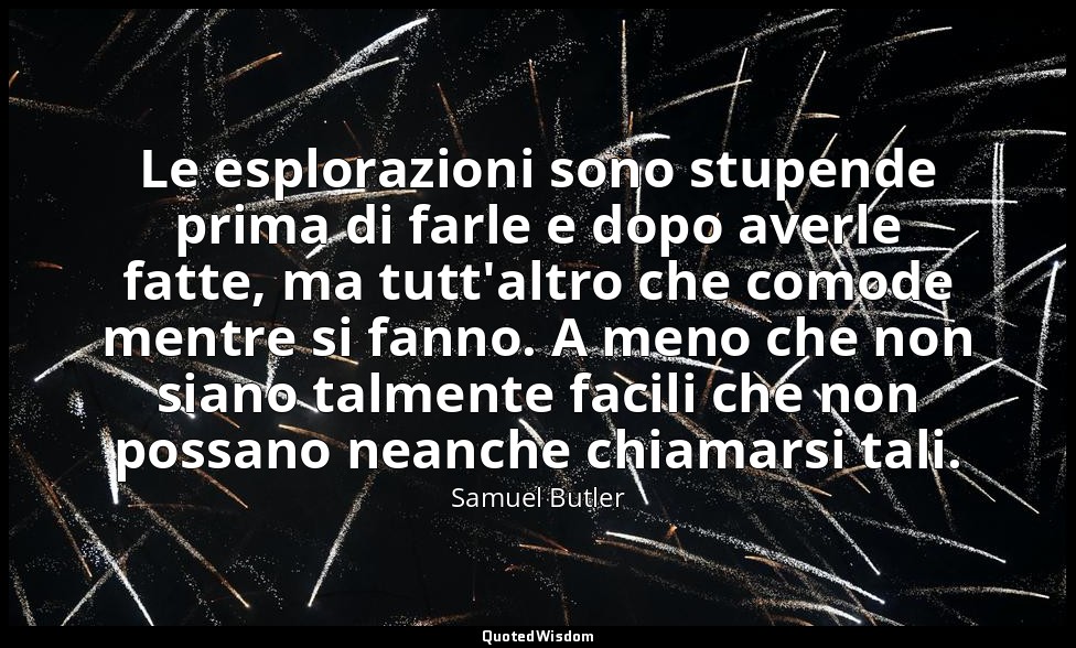 Le esplorazioni sono stupende prima di farle e dopo averle fatte, ma tutt'altro  — Samuel Butler