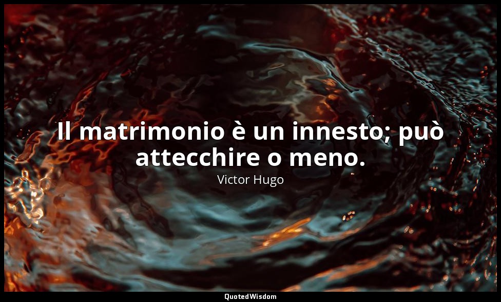 Il matrimonio è un innesto; può attecchire o meno. — Victor Hugo